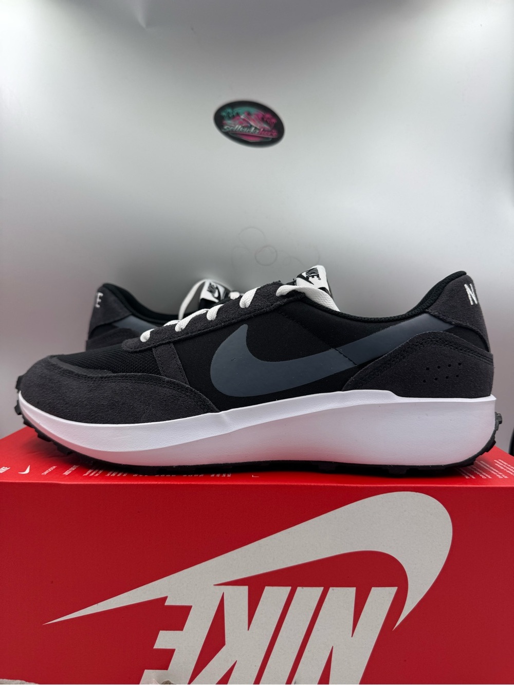 Nike Waffle Nav Black White Off Noir BRAND NEW Size 13 - Picture 2 of 8